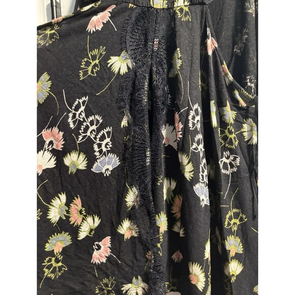 Free People Love Potion Tank Womens Small Black Floral Sleeveless Split Back - Picture 5 of 5